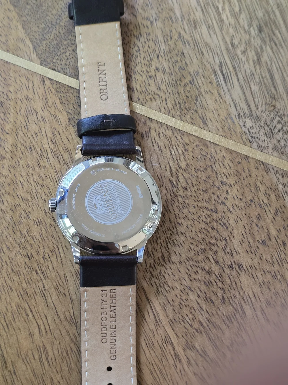 Men's Automatic Watch with Brown Leather Strap and Silver Case Orient Bambino
